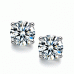 2.10 ct Ladies Round Cut Diamond Stud Earrings Push Back in Silver